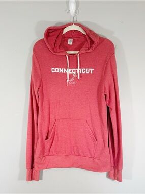 Connecticut State Hoodie Red Heather Pullover Sweatshirt Medium Coastal Graphic